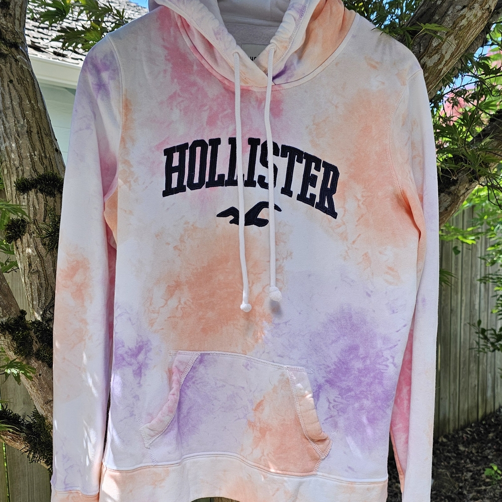 Unisex Hollister Tie-Dye Hoodie - Orange and Purple